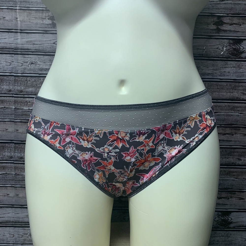 Elomi Gray Floral Print Panties NWT Size L